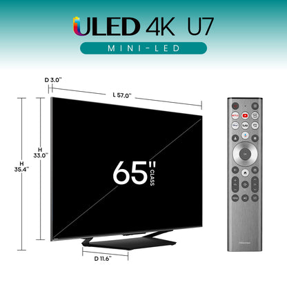 65-Inch Class U7 Series Mini-Led Pro ULED 4K UHD Google Smart TV (65U7N) - QLED Quantum Dot Color, Dolby Vision, Native 144Hz, up to 1500-Nit, Full Array Local Dimming, Motion Rate 480