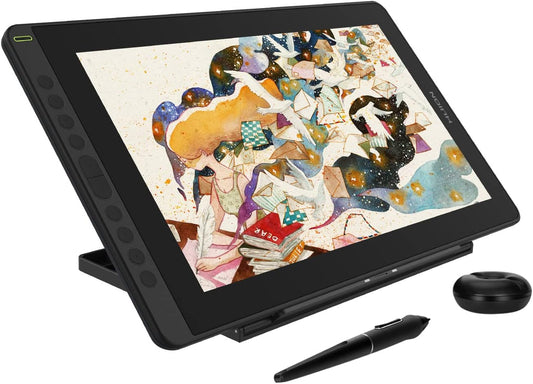 2021  KAMVAS 16 Graphics Drawing Tablet with Full-Laminated Screen Anti-Glare 10 Express Keys Android Support Battery-Free Stylus 8192 Pen Pressure Tilt Adjustable Stand - 15.6 Inch Pen Display