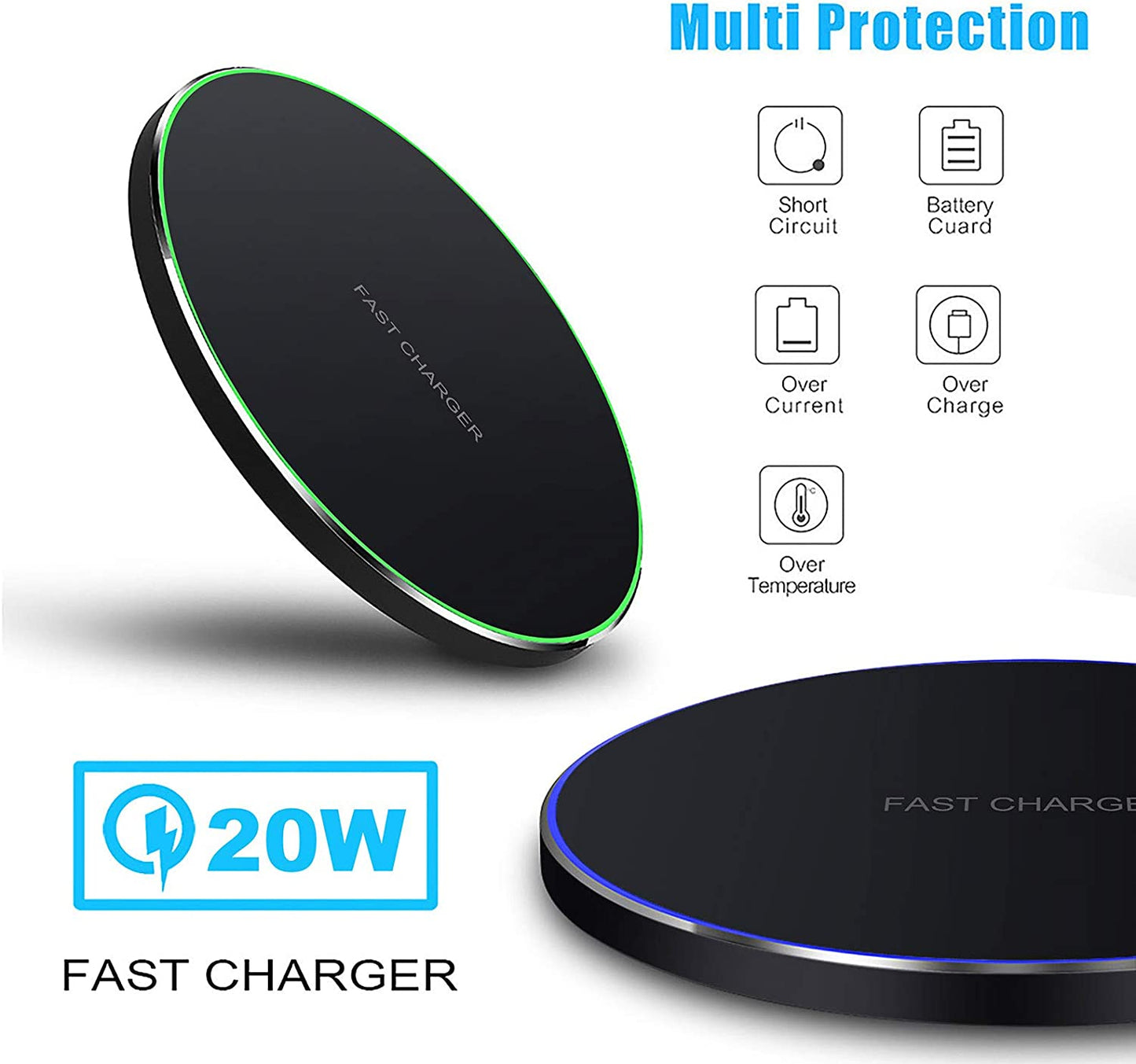 Fast Wireless Charger,20W Max Wireless Charging Pad Compatible with Iphone 16/16 Pro/15/14/13/12/Se/11/Xs Max/Xr,Airpods; Wireless Charge Mat for Samsung Galaxy S24/S23/Note,Pixel/Lg G8